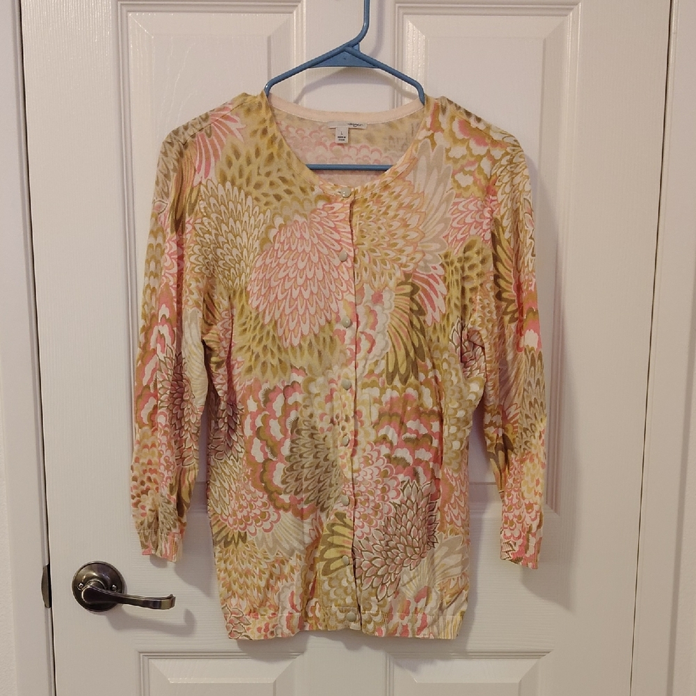 Halogen Pink and Cream Patterned Sweater